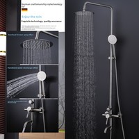 Ensemble de douche mural carré en acier inoxydable brossé 304, avec mitigeur à double poignée réglable en céramique, style américain, barre coulissante 3