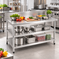 Premium zware professionele keukenuitrusting achterwand 304 201 roestvrijstalen werktafel voor restaurants