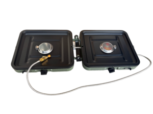 2バーナー ポータブル キャンプストーブ グリル付き 折りたたみ式 プロパン ブタン ガス キャンプストーブ キャンプ用ガスストーブ アウトドア ガスストーブ - Product Image 2