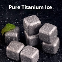 Pierres de glace réutilisables en titane personnalisées de qualité alimentaire Pierres de glace réutilisables Whisky Pierres de bière Refroidisseurs de boissons réutilisables Glaçons en métal Whisky