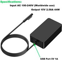 Chargeur d'ordinateur portable Premium 65W pour Microsoft Surface Pro 8/7 + /7/6/5/4/3/X, chargeur d'ordinateur portable 15V 4A USB pour Surface Go/Surface Book