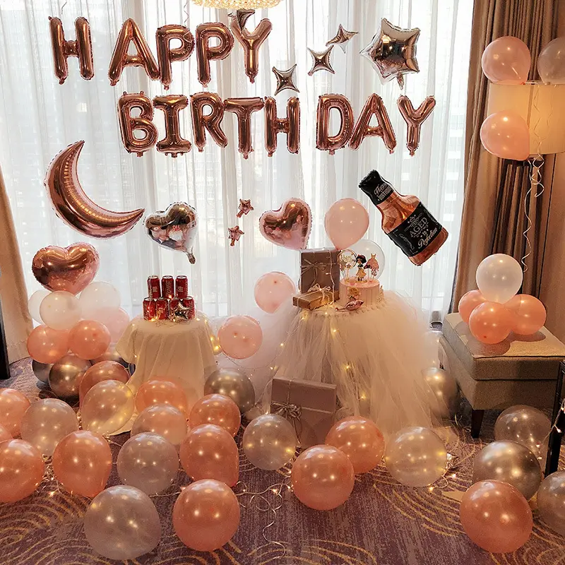 Großhandel alles Gute zum Geburtstag Party Dekoration Set Metallic Latex biologisch abbaubare Helium Ballon Luftballons Geschenk