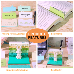 Độc đáo mới đến lễ hội Quà Tặng thỏ mô hình 3D <span class=keywords><strong>Memo</strong></span> Pad giấy khắc tay xé thủ công với lỗ giữ bút - Product Image 6