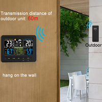 Station météo numérique moderne EMAF Factory OEM avec capteur intérieur/extérieur, radio-commandée, horloge de table et murale, prévisions météo et alarme