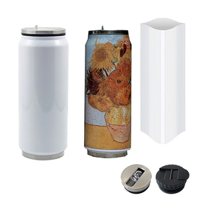 Canette de cola personnalisée en acier inoxydable à double paroi de 12 oz et 17 oz avec couvercle à paille, sublimation vierge, canette de cola isolée - Product Image 1