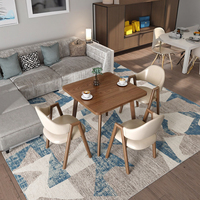 Ensemble Table Basse et Chaises de Détente en Bois Massif pour Balcon, Petite Table Carrée et Chaises de Réunion pour Réception ou Espace Café