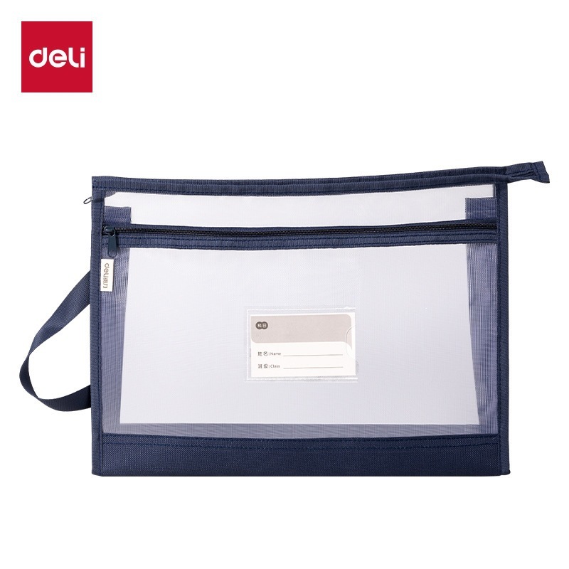 PP134 Grand sac à main avec fermeture éclair, format A4 - Bleu foncé