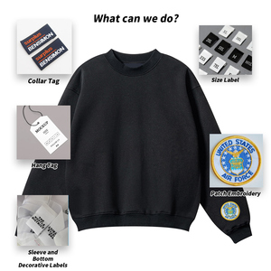 Felpa da Uomo Personalizzata OEM di Alta Qualità, 420gsm, 100% Cotone, Collo Tondo, Stile Vintage Nero, Lavaggio Acido, Pesante - Product Image 3