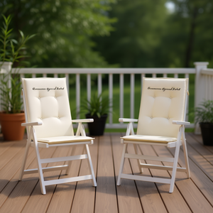 Ensemble de 2 coussins de chaise à dossier haut en crème, en fibre de polyester et mousse, avec soutien lombaire, matelassés et lavables en machine - Product Image 2