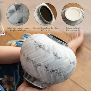 <span class=keywords><strong>Vase</strong></span> en céramique rétro à motif blanc en <span class=keywords><strong>aquarelle</strong></span>, <span class=keywords><strong>vase</strong></span> décoratif <span class=keywords><strong>de</strong></span> luxe <span class=keywords><strong>de</strong></span> forme ronde, <span class=keywords><strong>vase</strong></span> à <span class=keywords><strong>fleurs</strong></span> en céramique circulaire, ornement <span class=keywords><strong>de</strong></span> décoration intérieure - Product Image 1