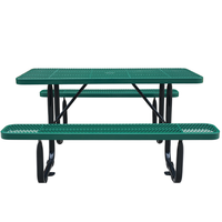 Table de pique-nique en acier pour extérieur, usage commercial, 4/6/8 pieds, pour restaurant, jardin, terrasse, table à manger extérieure en métal avec banc