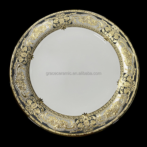 Service d'assiettes plates en céramique au design moderne et électrique doré, vaisselle de luxe, nouveaux ensembles de 36 pièces de vaisselle en porcelaine pour 12 personnes - Product Image 4