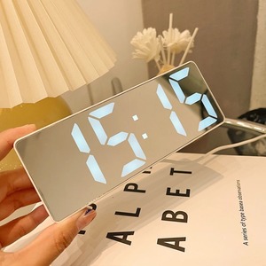 Reloj despertador inteligente Jumon, mesita de noche, reloj despertador Led, reloj despertador electrónico Digital para niños, pantalla curva, temperatura de espejo - Product Image 2