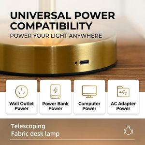 Wholesale Rechargeable LED Desk Lamp Dimmable <b>Touch</b> Control Metal Base Fabric Shade Modern Bedroom <b>Bedside</b> Decorative Table Lamp - Product Image 2