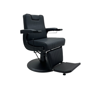 Chaise de barbier professionnelle rétro robuste entièrement noire, chaise de salon de coiffure de luxe, prix de gros pour salon de coiffure, chaise de coiffure - Product Image 6