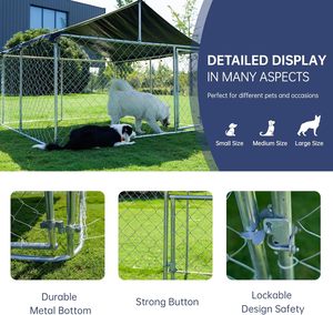 300×300×185cm 犬用ランニングエクササイズヤード、鶏小屋兼用ドッグラン、屋外大型犬用ケネル、頑丈な犬用囲い（特大犬用） - Product Image 6