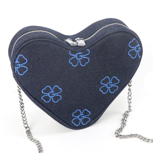 Sac bandoulière rétro en jean pour femme, grande capacité, style coréen, avec fermeture éclair et bandoulière, motif cœur mignon - Product Image 2