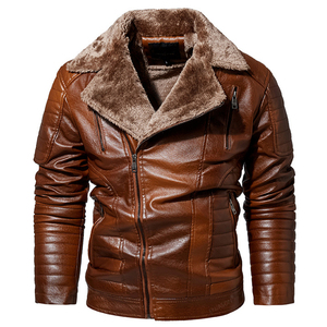 Heren winter motorjas van PU leer met bontkraag, rits, waterdicht, ademend, casual design - Product Image 1