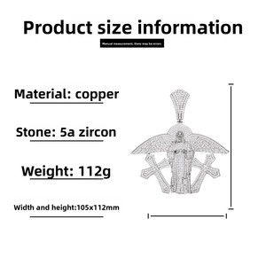 Großer Hip-Hop-Stil Kreuz-Anhänger mit Jesus Christus Motiv und Krappenfassung Zirkonia-Steinen aus Gelbem Messing für Unisex-Partys - Product Image 6