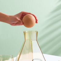 Ensemble de Carafe à eau et pichet en verre Borosilicate de 1300ml, avec couvercle à bille et gobelet