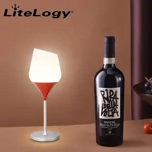 Creative Designer Modern Bar Hotel Home Restaurant Cordless Rechargeable Home Decor Luxury Desk Led Wine Glass Table Lamps