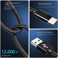 Câble de données de charge rapide 3A Micro-USB vers Type-C Gaine en PVC Tressé Câble de téléphone portable