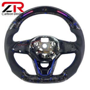 Volante de Fibra de Carbono Forjado Personalizado con LED RPM Estilo Racing para Volkswagen <span class=keywords><strong>Golf</strong></span> <span class=keywords><strong>8</strong></span> MK8 R MK5 MK6 MK7 Polo GTI Scirocco - Product Image 1