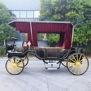 Voiture électrique royale vintage ZOWN à 4 roues, en velours noir et rouge, style européen, pour mariages et visites touristiques, capacité 4-6 personnes - Product Image 5