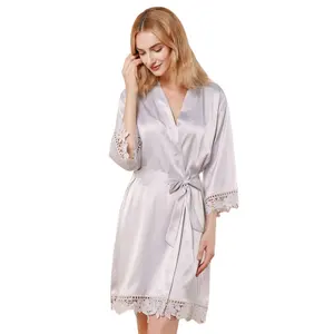 FUNG 3031 Special Matter Satin Lace Robes For Sexy Bridal Robe Wedding Dresses