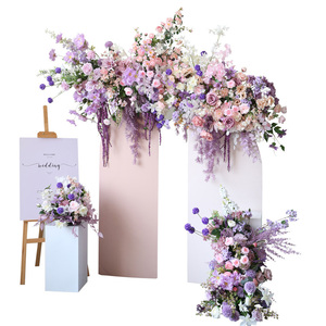 Vente en gros usine : Arrangement floral suspendu élégant de roses violettes, de luxe, 100 cm, pour décoration de scène de mariage, allée d'événements, sol et table - Product Image 5