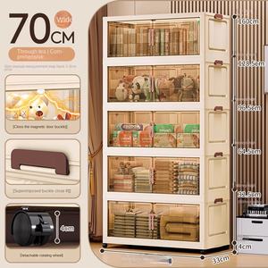 خزانة تخزين بلاستيكية حديثة متعددة الوظائف ZD702-4 مقاومة للغبار وشفافة، لا تحتاج للتركيب، مستطيلة الشكل وسميكة للألعاب والمنزل - Product Image 5