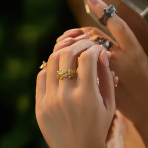 Fashion <b>Rings</b> 316L Stainless Steel PVD Gold Plating Sustainable Resistant Flower Design Women's Jewelry - Product Image 3