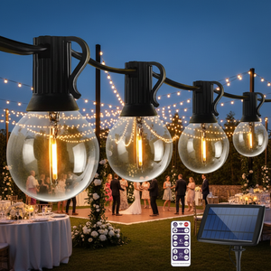 <span class=keywords><strong>Guirnalda</strong></span> de Luces Solares G40 de 25 Pies, Luces LED Impermeables para Exteriores, Luces de Navidad de Filamento G40 Blanco Cálido, Luces Decorativas Solares - Product Image 4