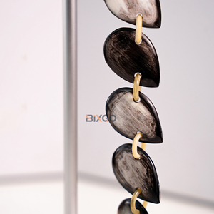 BIXGO Polished Natural Buffalo Horn Teardrop Link Chain <b>Necklace</b> Trendy Elegant Organic Jewelry Non-toxic <b>Statement</b> Piece Gift - Product Image 5