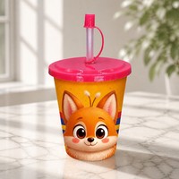Gobelets en plastique avec couvercle et paille, réutilisables, jus écologique imprimé, vente en gros, mode