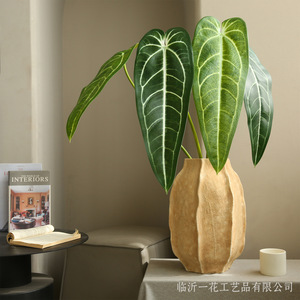 Plante artificielle Anthurium Yihua Floral Art, fleur en soie verte à rayures blanches, décoration intérieure style tropical HZ001 - Product Image 4