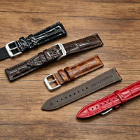 Bracelet de montre en cuir de vachette de crocodile de haute qualité, boucle en cuir, 19 mm, 21 mm, pour hommes, bracelet de montre en cuir de veau véritable
