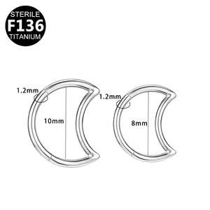 Gaby G23 Titanium Body Jewelry-Nose Ring Septum Moon Clicker Earrings Sexy with Zircon Stones for Weddings-ASTM F136 Standard - Product Image 2