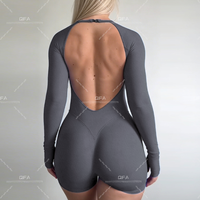 FH NUEVO Mono Deportivo de Gimnasio con Cintura en V y Espalda Descubierta para Mujer, Shorts Push-Up, Mono de Yoga, Ropa de Entrenamiento, Ropa Deportiva Sin Costuras