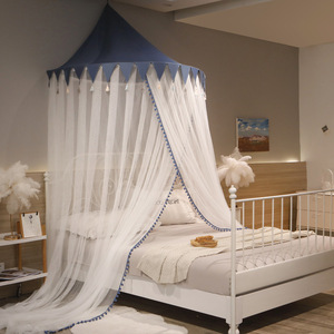 Custimozed populer menjual lampu Twinkle Led melingkar 100% Polyester gratis berdiri ukuran King tempat tidur kelambu - Product Image 4