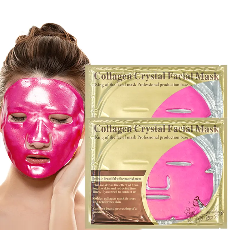 कोलेजन की मजबूती चेहरे के मास्क को हटाने के लिए चेहरे के मास्क पहनने वाली महिलाओं की ठीक लाइन में गुलाबी चेहरे का मास्क