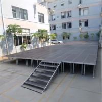 Plataforma de Escenario Portátil de Aluminio, Altura Ajustable, Escenario Modular para Conciertos, Eventos, Bodas