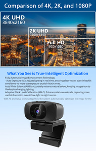 Cámara Web USB con Sensor CMOS UHD 4K, Mini Cámara de Video 2K 1080P Full HD, Gran Angular de 92°, Micrófono Integrado, Software para Conferencias - Product Image 5