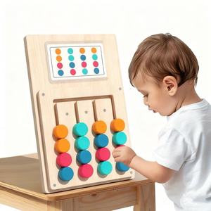 Gioco di Puzzle <span class=keywords><strong>in</strong></span> <span class=keywords><strong>Legno</strong></span> per Bambini <span class=keywords><strong>Montessori</strong></span>, Allenamento del Pensiero Logico e Creativo, Abbinamento Colori, Gioco di Puzzle Scorrevole <span class=keywords><strong>in</strong></span> <span class=keywords><strong>Legno</strong></span> - Product Image 1