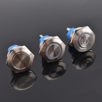 Botón Pulsador Momentáneo Electrónico de Aluminio y Acero Inoxidable de 25 mm, IP65 Impermeable, 5 Pines, 1NO1NC, 3A, Símbolo de Energía Verde Iluminado