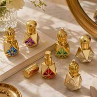 Flacon de parfum de luxe 8 ml, bouchon hexagonal à vis, motif étoile dorée à facettes, roll-on pour vaporisateur, flacon vintage rechargeable, cadeau