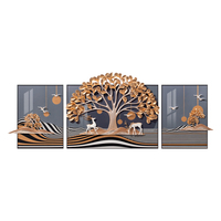 Art mural 3D de luxe fait main pour salon, peinture décorative abstraite personnalisée à l'huile 'Arbre de Vie' avec cadre en aluminium, décoration Art Déco