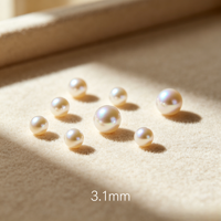 Perles d'eau douce naturelles de haute qualité, noyaux de perles blanches, 3,1 mm, perles rondes en vrac pour la fabrication de bijoux