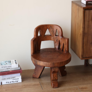 Sedia da Capo in Legno Massello Fatta a Mano Stile Tribale <span class=keywords><strong>Africano</strong></span>, Sedia Relax, <span class=keywords><strong>Arredamento</strong></span> per Casa, Camera da Letto, Appartamento - Product Image 3