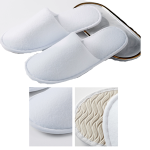 Zapatillas de hotel de tela de felpa gruesa a granel, zapatillas blancas cómodas de lujo desechables para logotipo personalizado - Product Image 2